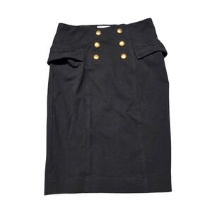 Diane von Furstenberg Skirt Women's Size 12 Black Gold Button Pencil